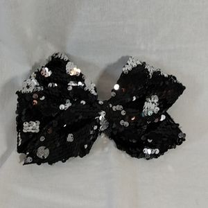 Jojo bow black/silver sequins